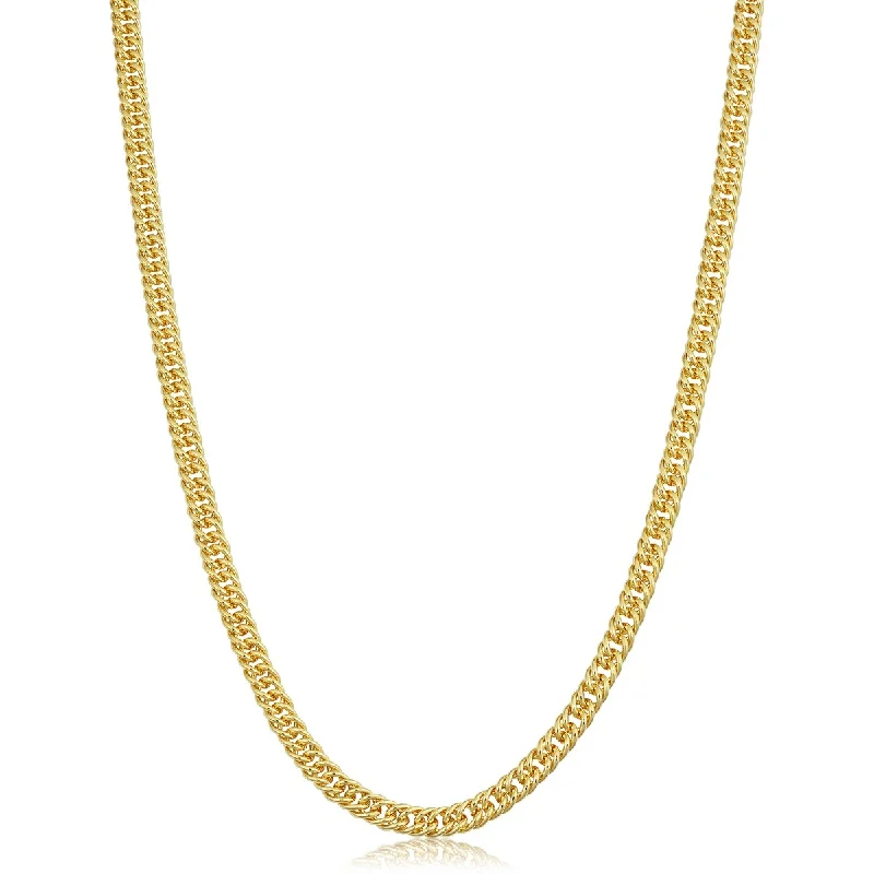 Vibrant enamel necklaces-Solid 14k Yellow Gold Filled 4.3 mm Double Curb Link Chain Necklace For Men and Women