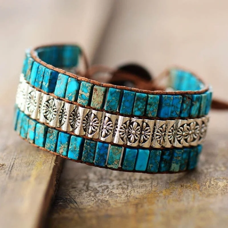 Flat twist bangles-Handmade Dreamer Stone Bracelet