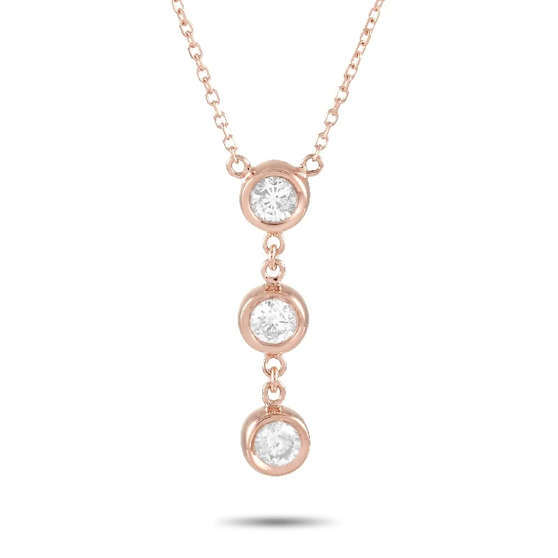 Spiral braid necklaces-Rose Gold 0.35 ct Diamond Pendant Necklace ANK-15779R Length 15 Inch