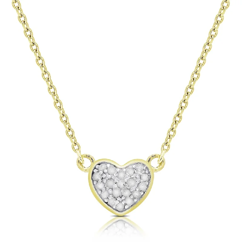 Satin gloss necklaces-Finesque Gold Over Silver Diamond Accent Heart Necklace