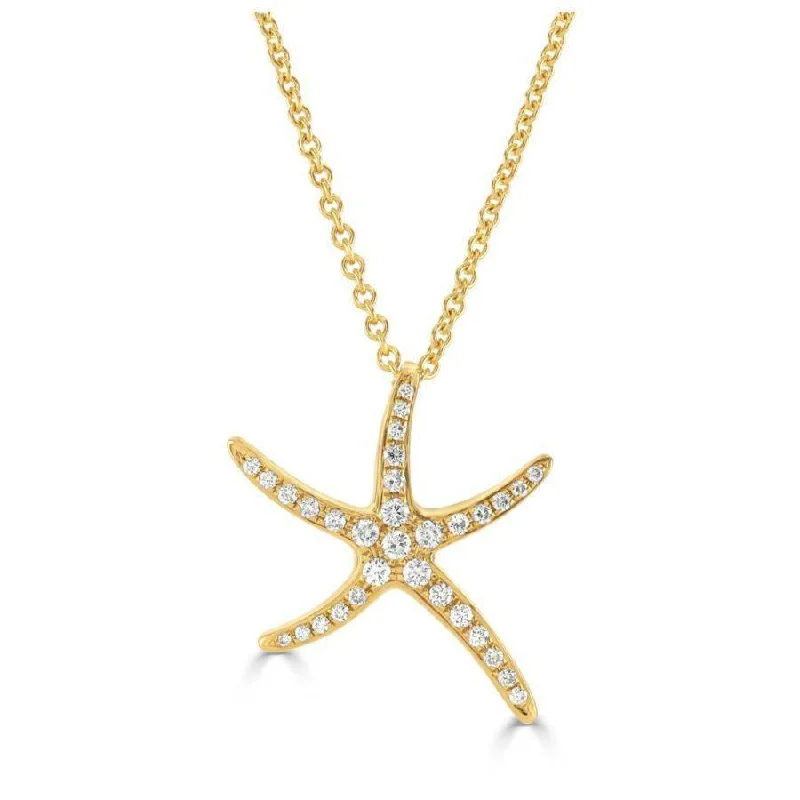 Endless gem engagement rings-18ct Yellow Gold Diamond Set Starfish Pendant