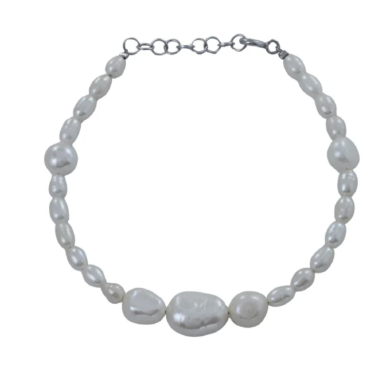 Tiered link bangles-Pretty Pearl Bracelet