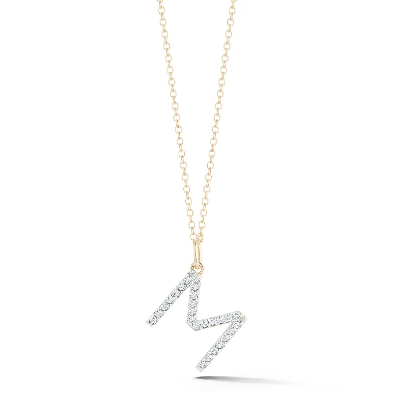 Quartz healing necklaces-14kt Gold Diamond Initial Necklace