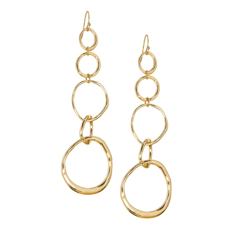 Bamboo style earrings-interlocking circle drop earring