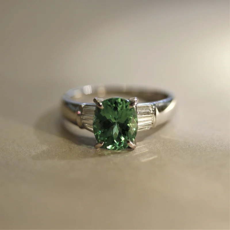 Citrine rings-Tsavorite Garnet Diamond Platinum Ring