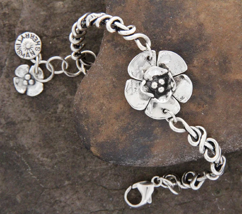 Stone cluster bangles-Double Dogwood Bracelet with Wrapped Vine Sides