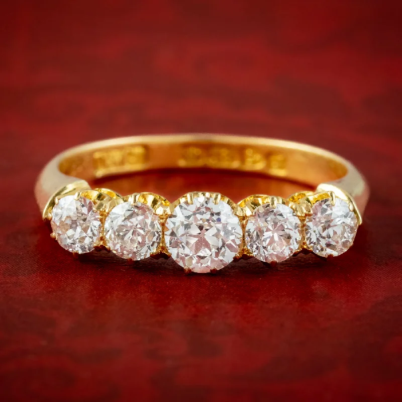 Smooth form rings-Antique Edwardian Diamond Five Stone Ring 1.4ct Diamond Dated 1909