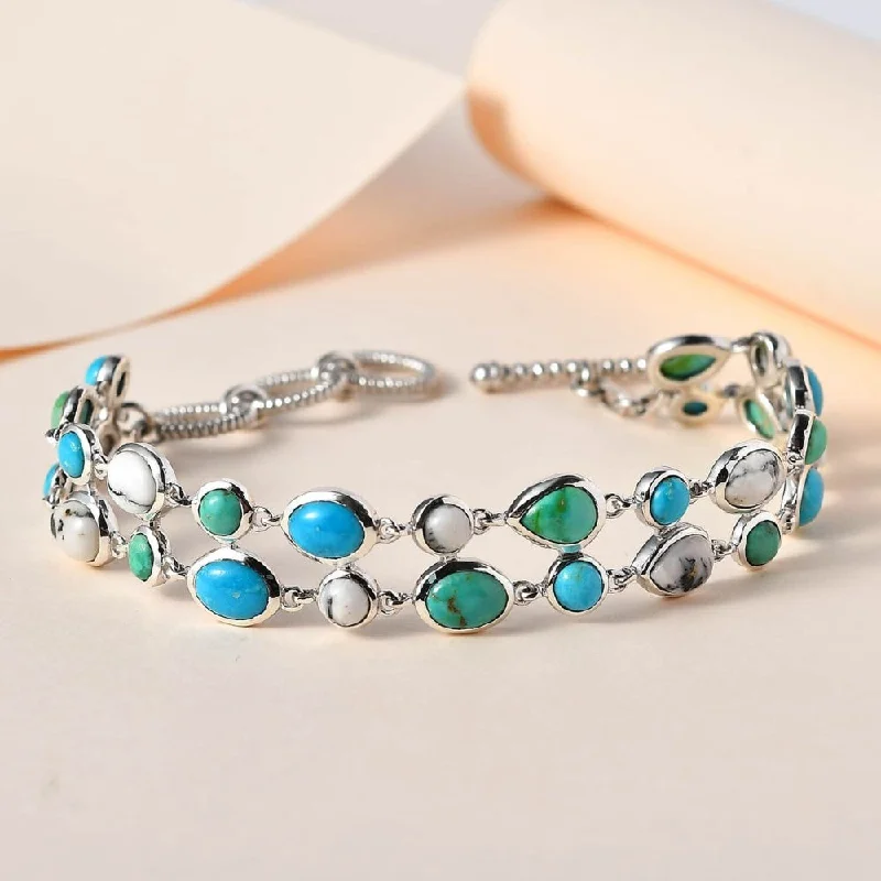 Topaz gem bangles-White Buffalo and Blue Ridge Turquoise Bracelet