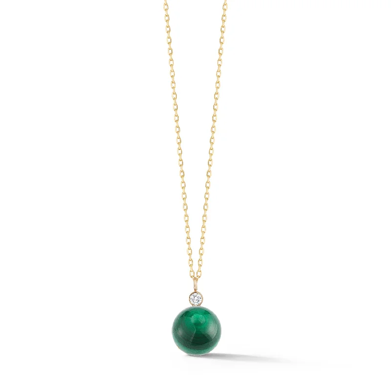 Stellar star necklaces-14kt Gold Malachite and Diamond Dot Necklace