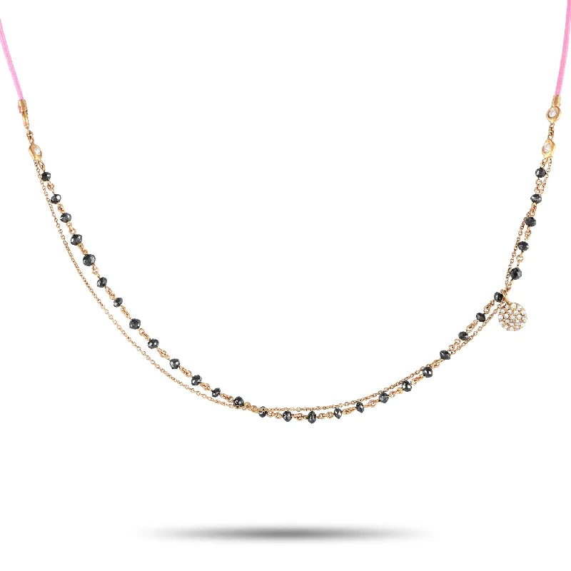 Half moon necklaces-Aaron Basha Rose Gold 1.30ct Black Diamond Necklace AB12-111424 Length 17 Inch