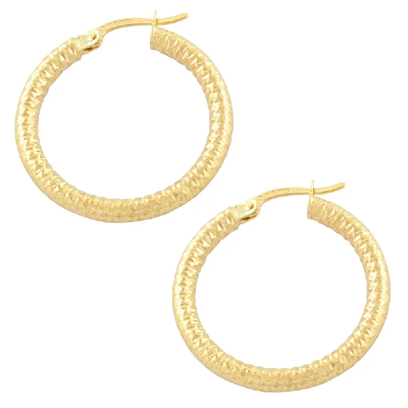 Subtle pearl earrings-Fremada 10k Yellow Gold Ribbed Hoop Earring