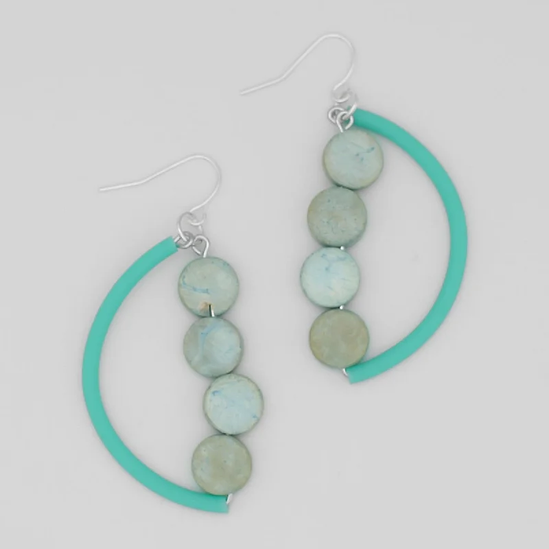 Pure stud earrings-Mint Half Moon Dangle Earring