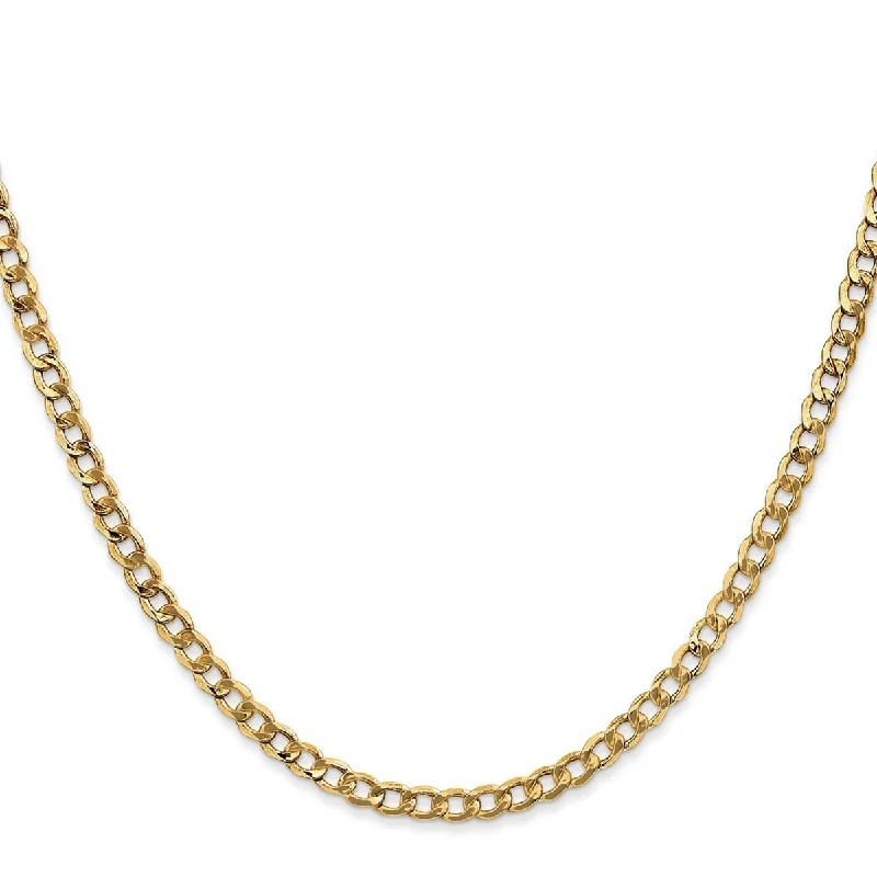 Luxe gem necklaces-Curata 10k Yellow Gold 3.2mm Semi-Solid Curb Link Chain Necklace | Unisex Design, Various Lengths