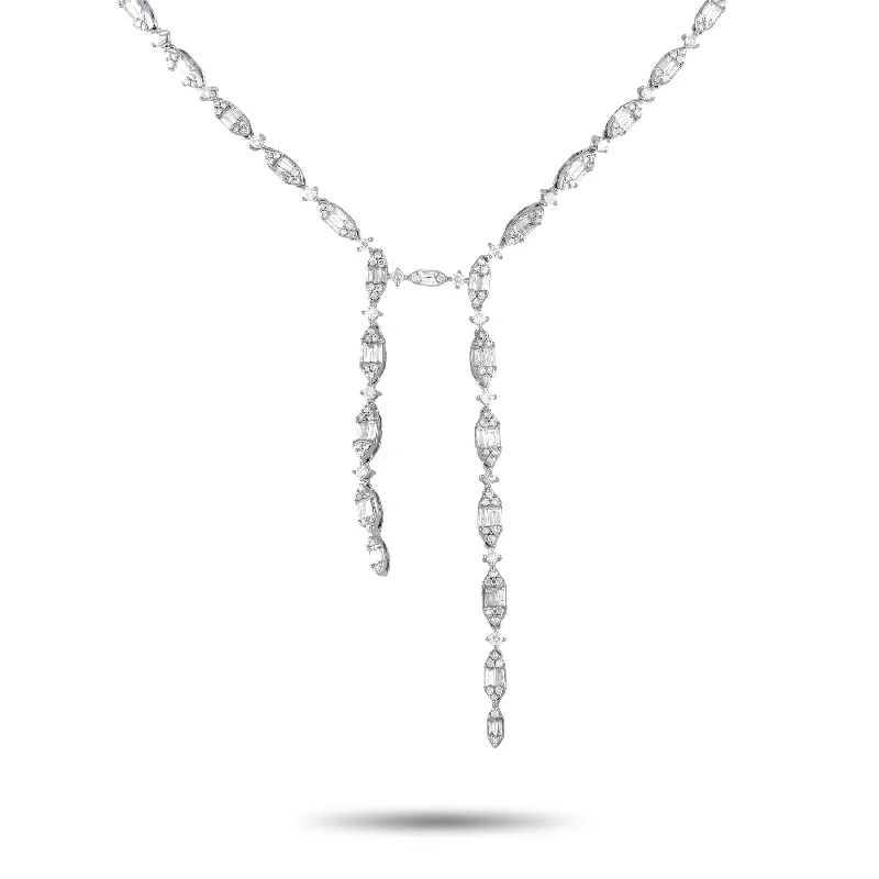 Stretch cord necklaces-White Gold 4.80ct Diamond Necklace NK01376 Length 16 Inch