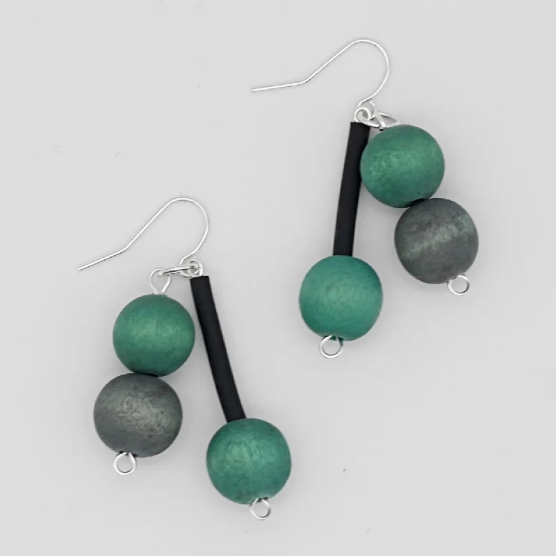 Thick hoop earrings-Teal Triple Bead Jacie Dangle Earring