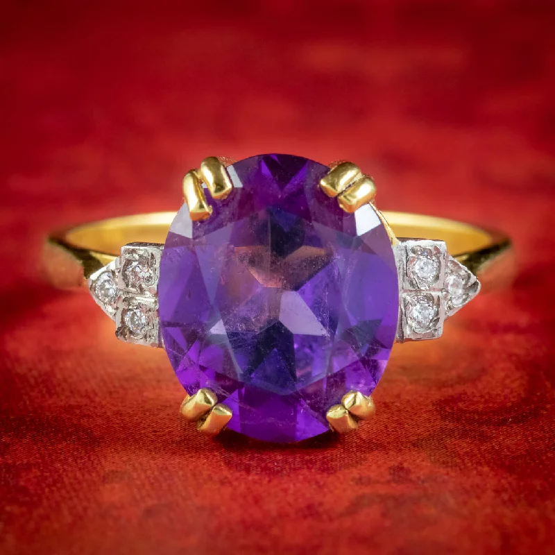 Pure form rings-Art Deco Style Amethyst Cz Cocktail Ring 5.2ct Amethyst