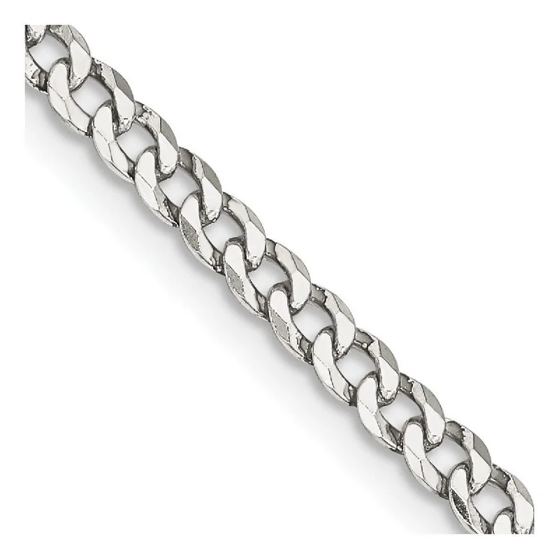 Offset design necklaces-Curata 925 Sterling Silver 3.2mm Beveled Curb Chain Necklace Options: 16 18 20 22 24