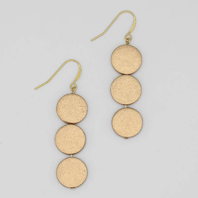 Tiny bead earrings-Gold Triple Bead Kira Earring