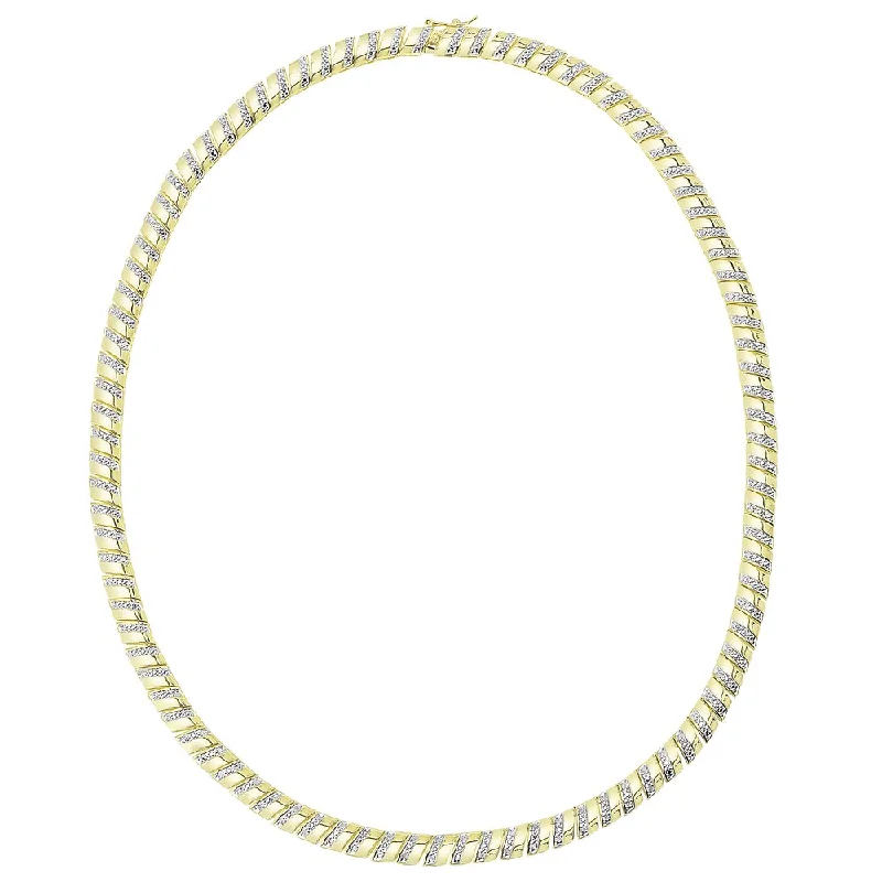 Dainty gem necklaces-Finesque Sterling Silver or Gold Over Silver 1/4 ct TDW Diamond Stripe Necklace