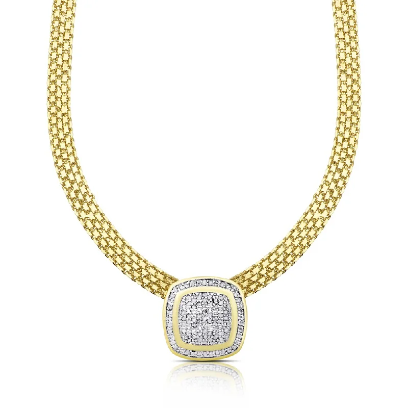 Quartz healing necklaces-Finesque Gold Overlay 1/2ct TDW Diamond Cushion Necklace