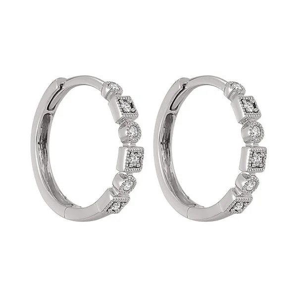 Tide motif earrings-14KT WHITE GOLD DIAMOND (1/8CTW) EARRING