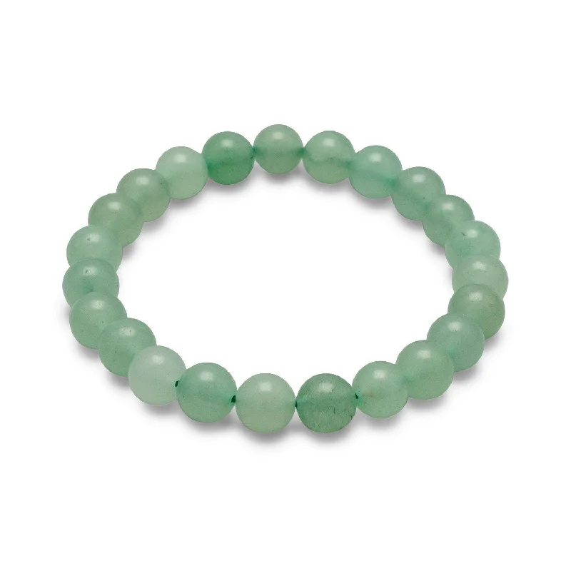 Coiled cord bangles-Green Aventurine Bead Stretch Bracelet