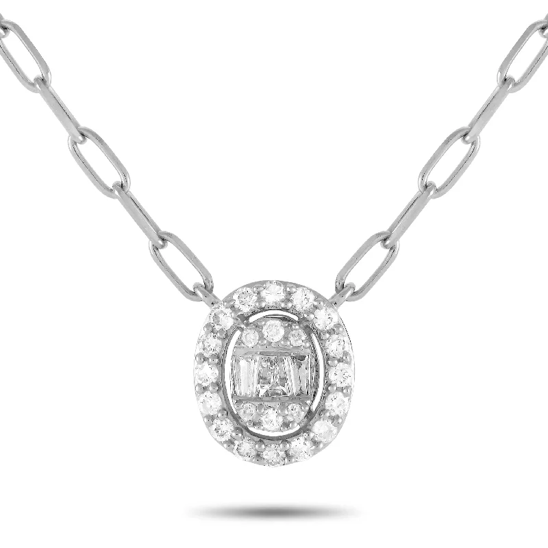 Thin yarn necklaces-White Gold 0.35ct Diamond Link Necklace PN15565-W Length 16 Inch