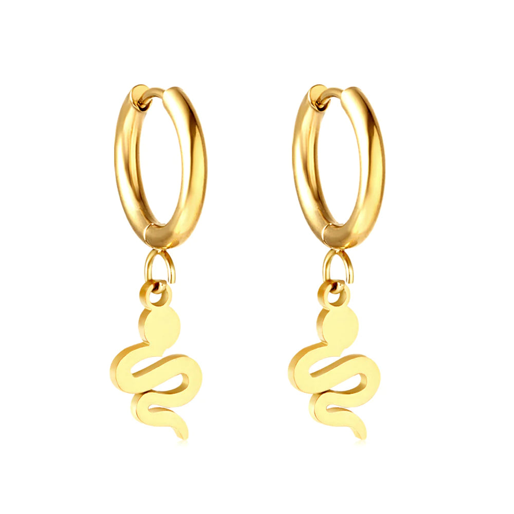 Half moon earrings-Hypoallergenic Sly Snake Earrings