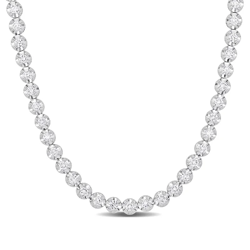 Sleek design necklaces-Created Forever 10 4/5ct TW Lab-Grown Diamond Tennis Necklace in 14k White Gold