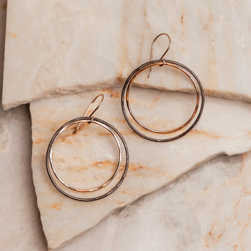 Onyx gem earrings-Helena Mixed Metal Earrings