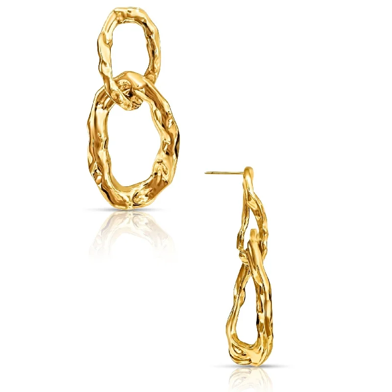 Large hoop earrings-Lorah Hammered Link Drop Earring