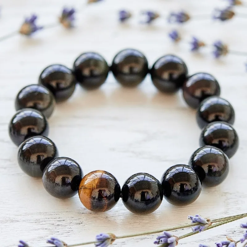 Sleek gem bangles-Black Onyx And Tiger's Eye Bracelet