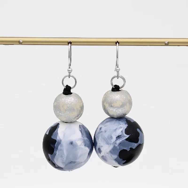 Warm clay earrings-Celestial Waves Marble Dangle Earring