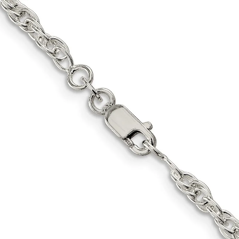 Ethnic weave necklaces-Curata 925 Sterling Silver 2.75mm Loose Rope Chain Necklace