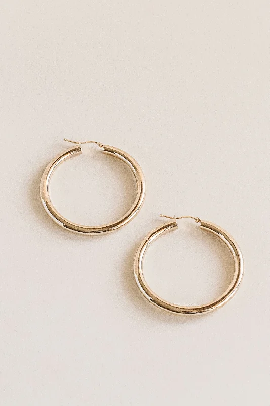 Glossy silver earrings-THICK BOI HOOPS