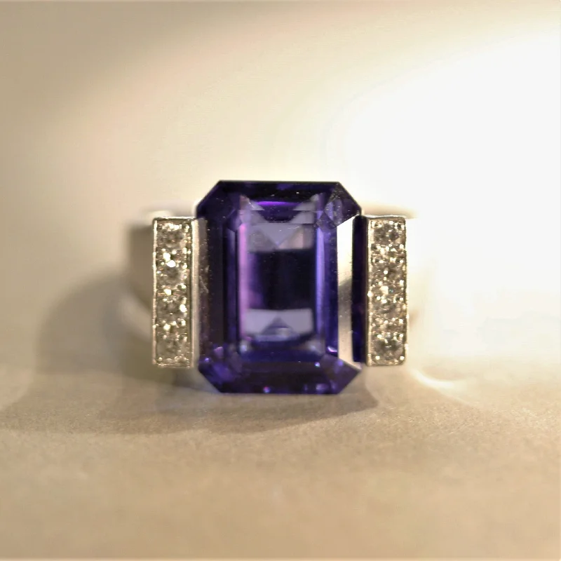 Ripple style rings-Tanzanite Diamond Platinum Ring