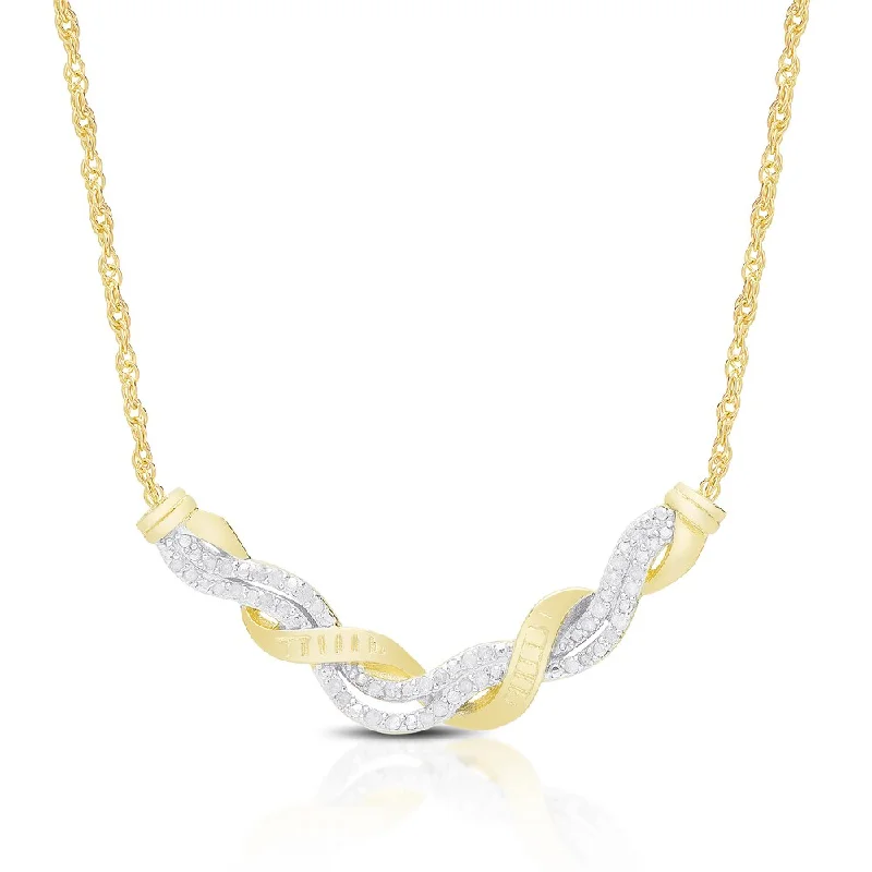 Bold druzy necklaces-Finesque Gold Over Sterling Silver 1/5 Ct TDW Diamond Twist Necklace