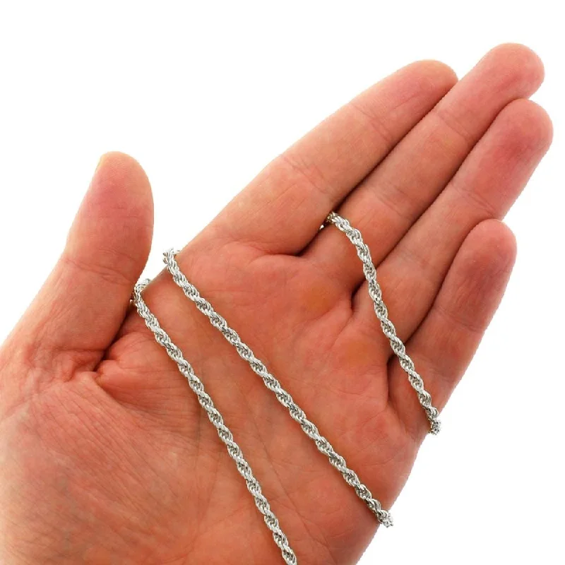 Cool wood necklaces-.925 Solid Sterling Silver 3.5MM Rope Diamond-Cut Link Rhodium Necklace Chain, Silver Chain for Men & Women, Made in Italy