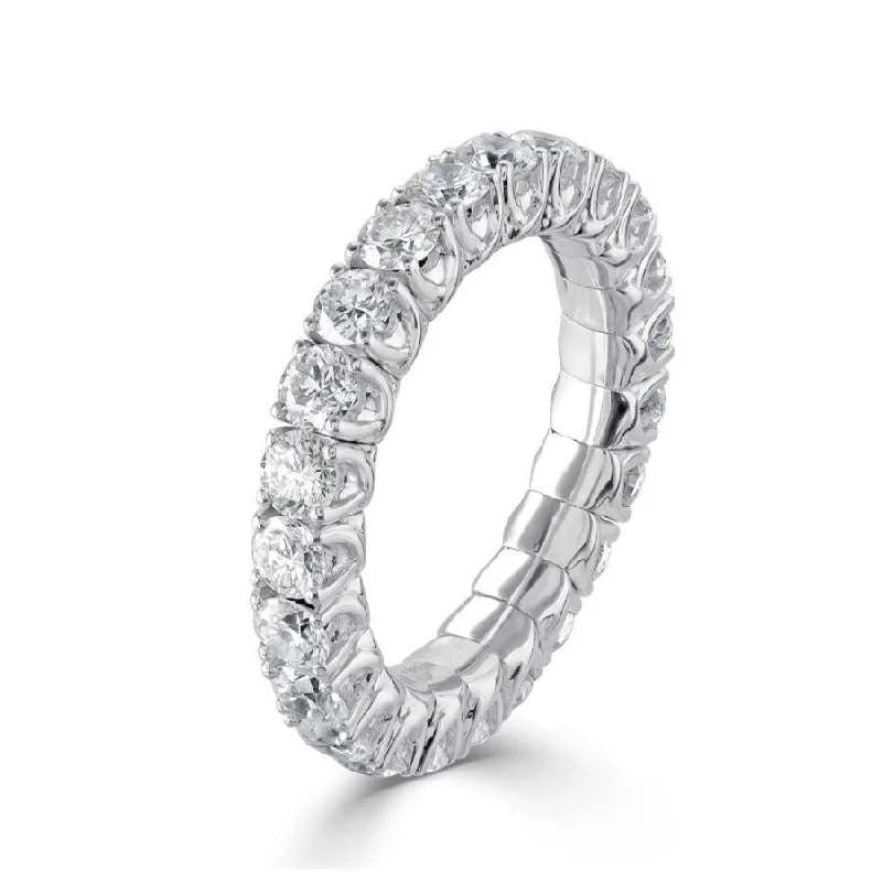 Square cut engagement rings-2.46ct 23-Round Brilliant Cut Diamond Expanding 18ct White Gold Full Eternity Ring