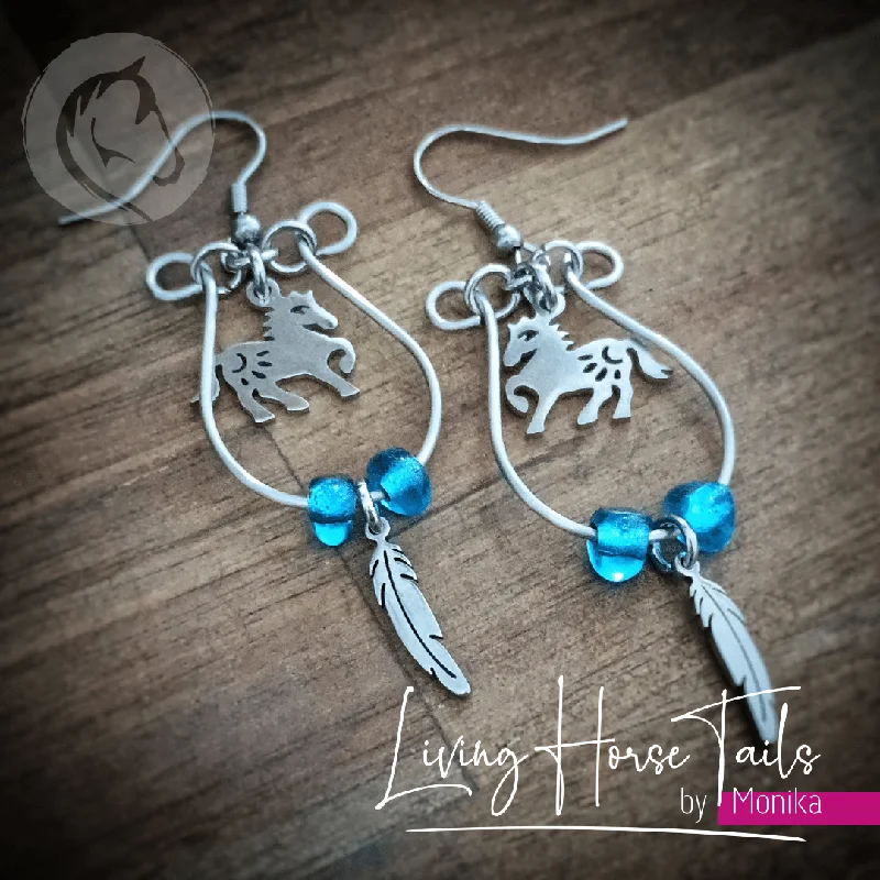 Tiny gem earrings-Beaded looped horse earrings