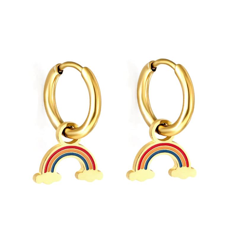 Oval dangle earrings-Hypoallergenic Rainbow Earrings