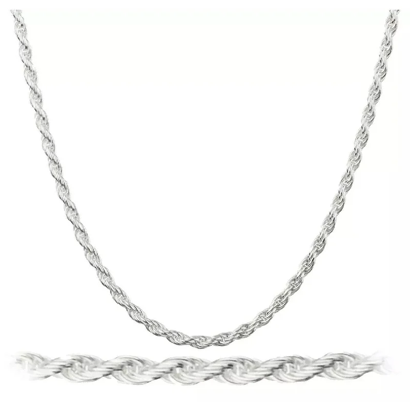 Multi-strand necklaces-925 Sterling Silver 2MM Diamond Cut Rope Chain Necklace 16"-30"