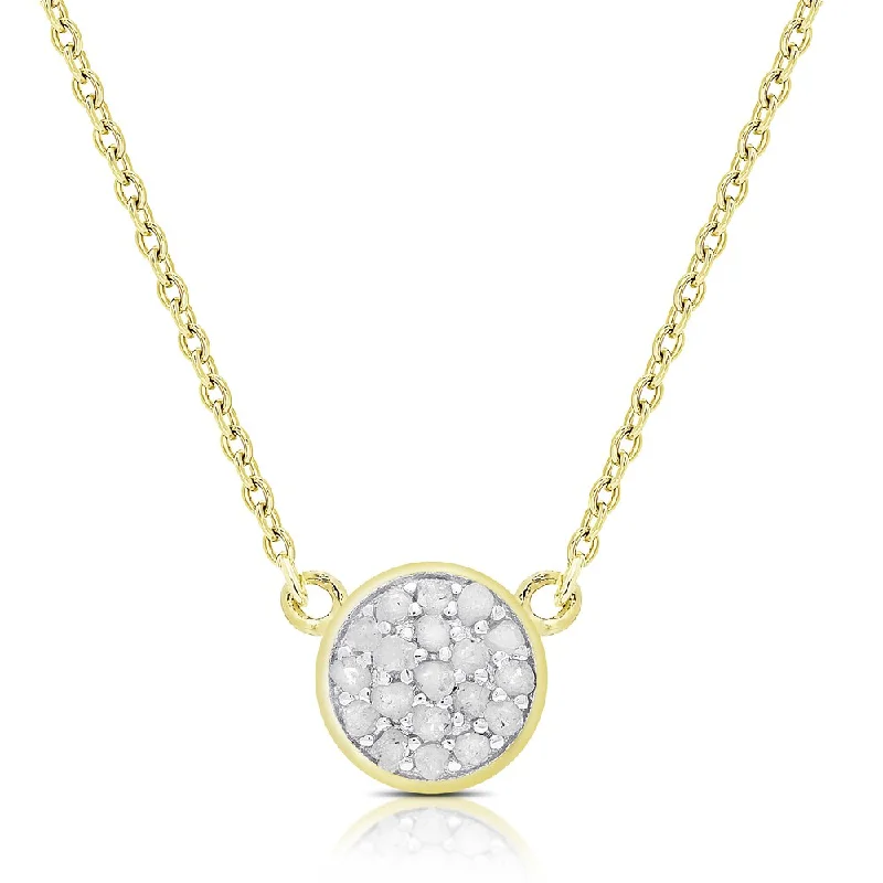 Solid pearl necklaces-Finesque Gold Over Silver Diamond Accent Circle Necklace