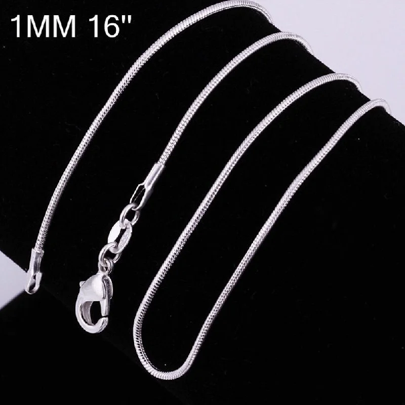 Spring clasp necklaces-16 Inch 24 Inch Women Fashion Silver Plated Snake Chain Necklace Jewelry