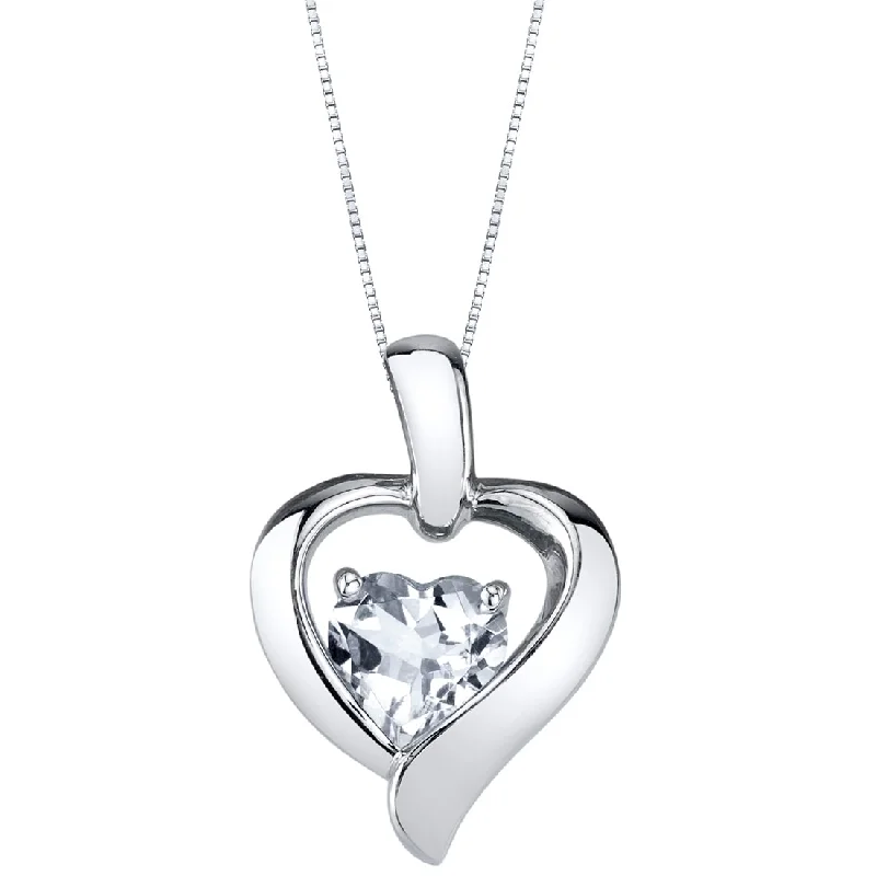 Glittering crystal necklaces-Sterling Silver Moissanite Heart Pendant Solitaire Necklace