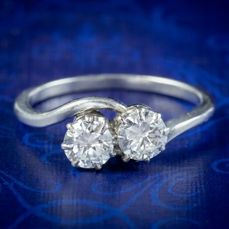 Round gem rings-Antique Edwardian Diamond Toi Et Moi Twist Ring 1ct Of Diamond