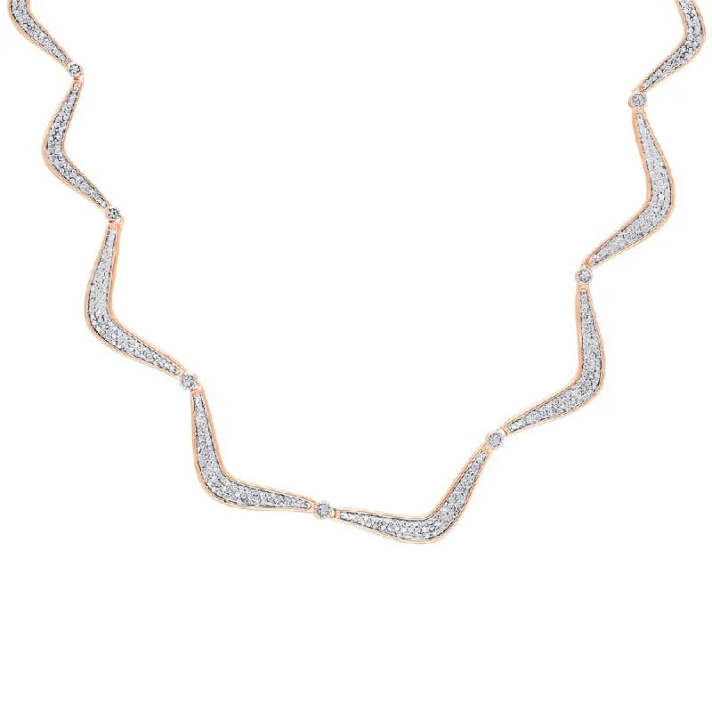 Elastic thread necklaces-Finesque Rose Gold Over Silver Diamond Accent Necklace