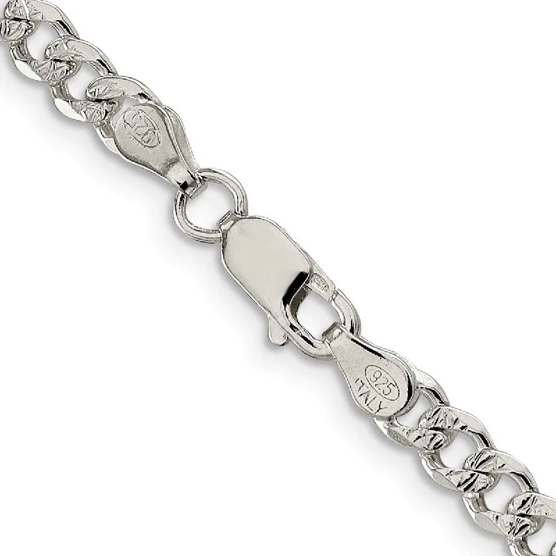 Stellar star necklaces-Curata 925 Sterling Silver 4.5mm Pave Curb Chain Necklace for Men