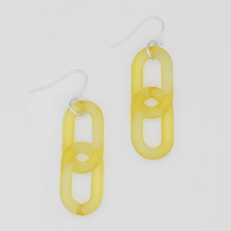 Flat knot earrings-Yellow Resin Link Dangle Earring