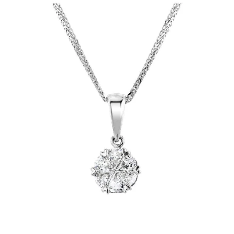 Vintage flair engagement rings-18ct White Gold Pear Cut Diamond Cluster Pendant & Chain